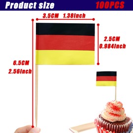 Pack of 100 Flag Toothpicks Flag Cupcake Toppers for Birthday Wedding Baby Shower National Day (Germany)