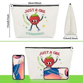 Strawberry Gifts for Women Strawberry Lover Makeup Bag Inspirational Gifts for Daughter Sister Best Friend Fruit Lover Cosmetic Bag Graduation Christmas Birthday Present Friendship Travel Pouch