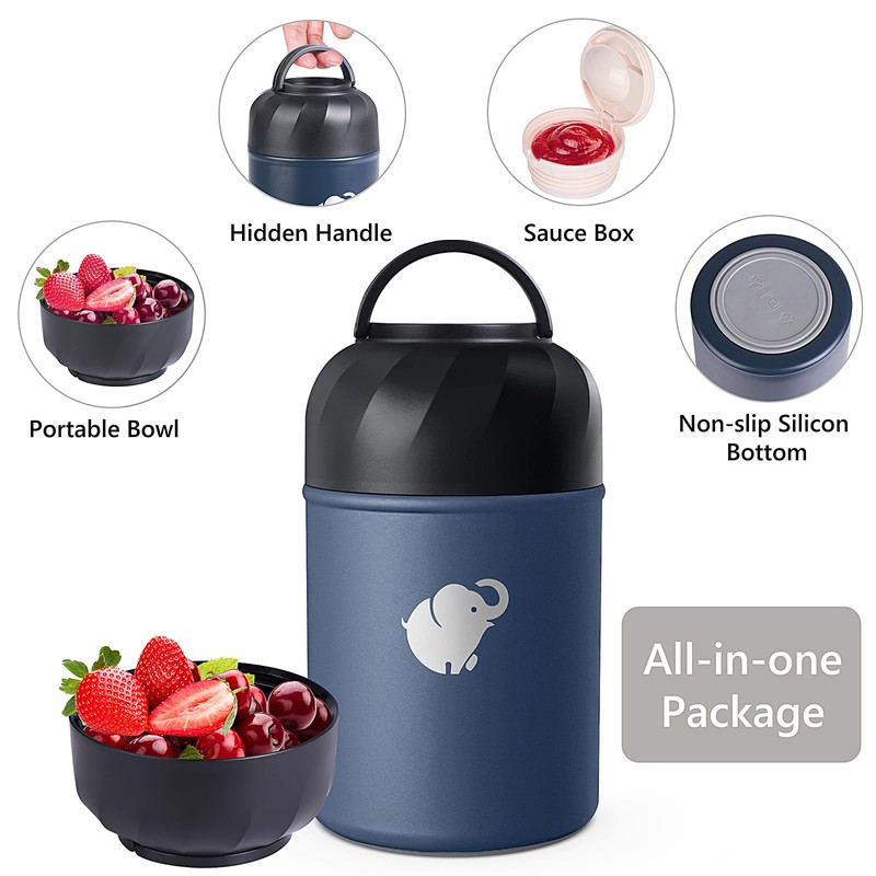 Thermo Food Container - Insulated Food Container with Foldable Fork&