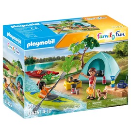 PLAYMOBIL Family Fun 71425 Camping, Exciting Nature Adventure at the Campsite with Canoeing and Campfire, Outdoor Holiday Together, Toy for Children from 4 Years
