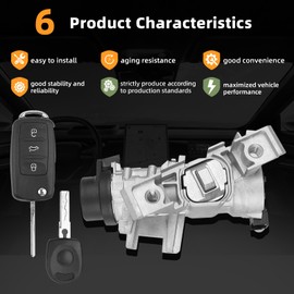 Ignition Switch Lock Assembly Compatible with 2006-2018 VW Jetta 2007-2011 Eos 2004-2011 Golf 2006-2009 Rabbit 2008-2011 Tiguan W/Intelligent Key Shell Replace 1K0905851B