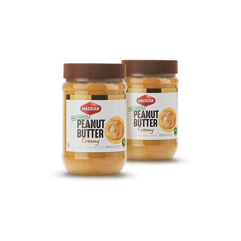 Haddar, 100% Pure & Natural Creamy Peanut Butter, 18oz Jar