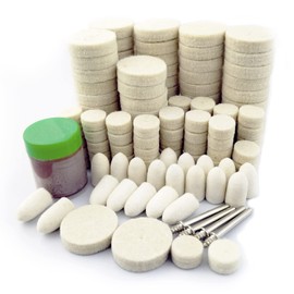 Merryland Flet Polishing Wheel for Dremel 145pcs, Polishing Pad Buffing Wheel Cone 140pcs Polishing Compound Paste 1pcs and Mandrel 4pcs, Rotary Tool Accessory Set Electric Power Tool DIY, RMTA145C1