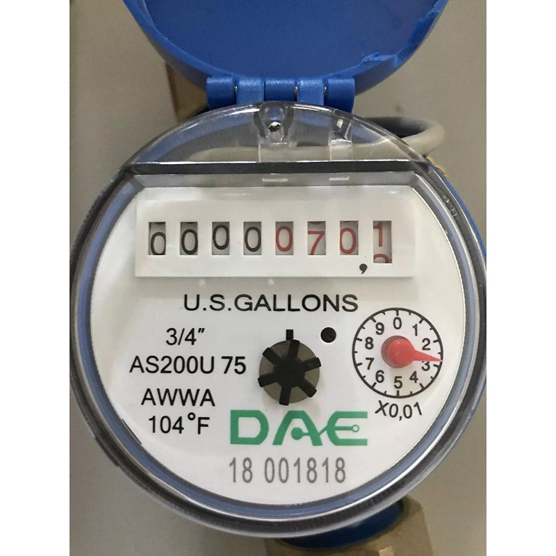 DAE AS200U-75P Water Meter with Pulse Output, 3/4" NPT Couplings,