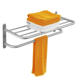 Sagetta Towel Rack, 16 Inch Towel Racks for Bathroom, Hotel Towel Shelf with Towel Bar, Wall Mounted Bathroom Towel Holder for House Lavatory, Stainless Steel Brushed Bathroom Accessories