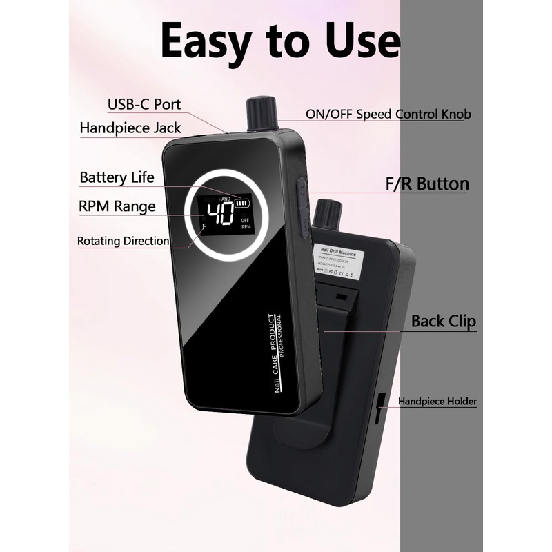 Nail Drill 50000 RPM, Electric Nail File E-File Machine with