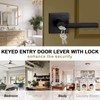 HISAFE Heavy Duty Keyed Entry Door Lever, Matte Black Square