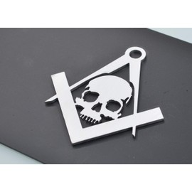 Mason Masonic Skull Square & Compass Badge Emblem 4" Metal Car Truck Motorcycle