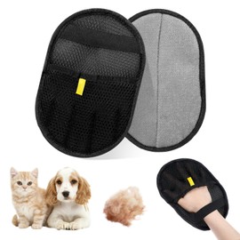 Quilax 2 Pcs Pet Double Sided Grooming Gloves, Upgrade Electrostatic Pet Hair Remover Glove, Reusable Pethair Removal Glove for Dogs and Cats Washing Beauty, Sofa, Bed Sheets, Clothes