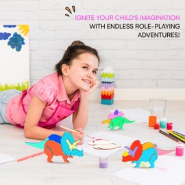 Neliblu Wooden Dinosaur Kit Set of 3 - Colorable Assembly Toy for Kids - 3D Dinosaur Puzzle - Gift for Dinosaur Lovers Ages 5 and Up - 3mm Thick Wood - Creative and Educational Play for Kids