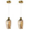 LBSQJ Glass Pendant Lights Kitchen Island 2 Pack 5.9" Amber