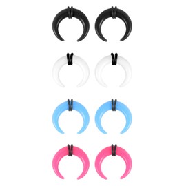 ZS 4 Pairs Acrylic Septum Taper Pincher Ring, 14G 12G 10G 8G 6G 4G 2G 0G 00G Buffalo Horseshoe Nose Ring Stretcher Expander for Stretching Pierced Nose Ear, Acrylic, no gemstone