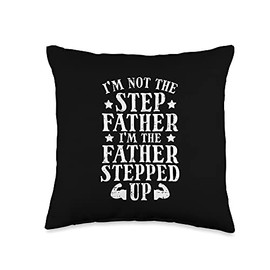 Best Dad Pillows Husband Birthday Fathers Day Gift Stepped Up Cool Fathers Day Stepdad Bonus Dad Men Throw Pillow, 16x16, Multicolor