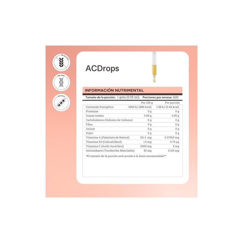 Matter ACDrops Baby, Multivitaminico en Gotas con Vitamina A, C