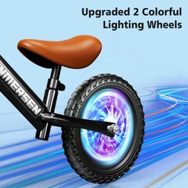 Colorful Lighting Toddler Balance Bike 2 3 Year Old,Balance Bike with Adjustable Handlebar&Seat,Age 24 Months to 5 Years Old,12Inch Lightweight Steady Balancing Bike,Birthday Gift for 2 3 4 5 Kids Boy