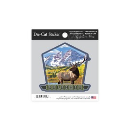Die Cut Sticker Colorado, Maroon Bells and Elk, Contour Vinyl Sticker 1 to 3 inches (Waterproof Decal for Cars, Water Bottles, Laptops, Coolers), Small