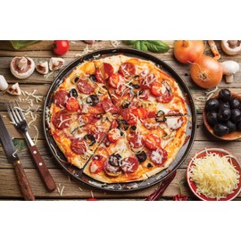 Samuel Groves 13" Pizza Pan Perforated Carbon Steel Pizza Plate Dishes by Chabrias LTD