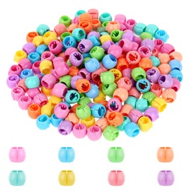 JJUNW Pack of 200 Colourful Hair Beads, Mini Hair Clips, Colourful Plastic Hair Beads, Mini Round Hair Clips, Hair Accessories, Children's Beads for Hair for Ponytail, Braid, Hair Accessories, Girls,