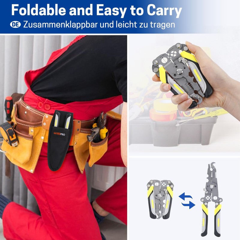 WISEPRO Wire Strippers, Multifunctional Foldable Wire Strippers, 18 in 1