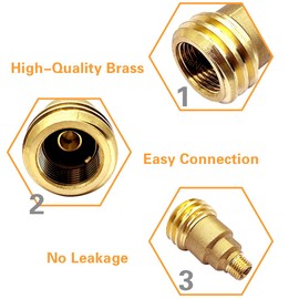 BesNPT Solid Brass Propane Gas Fitting Hose Adapter, QCC1 Type1 to 1/4"MNPT