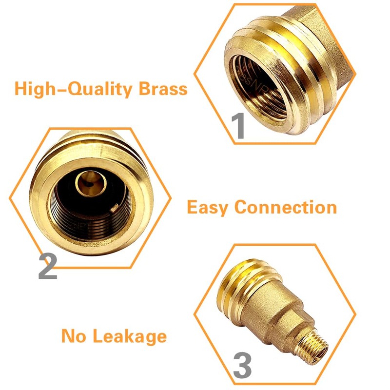 BesNPT Solid Brass Propane Gas Fitting Hose Adapter, QCC1 Type1