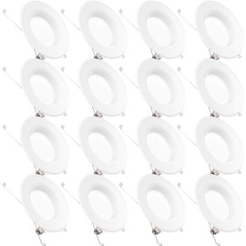 Sunco Lighting 16 Pack 5/6 Inch LED Recessed Downlight, Baffle Trim, Dimmable, 13W=75W, 6000K Daylight Deluxe, 965 LM, Damp Rated, Simple Retrofit Installation - UL
