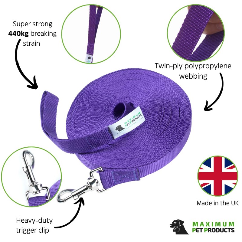 Maximum Pet Products Purple dog training lead 30ft/9m