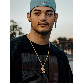 Gold Letter Necklace for Men Name Necklace for Men Gold Initial Pendant with 22 Inch Chain Initial S Necklace