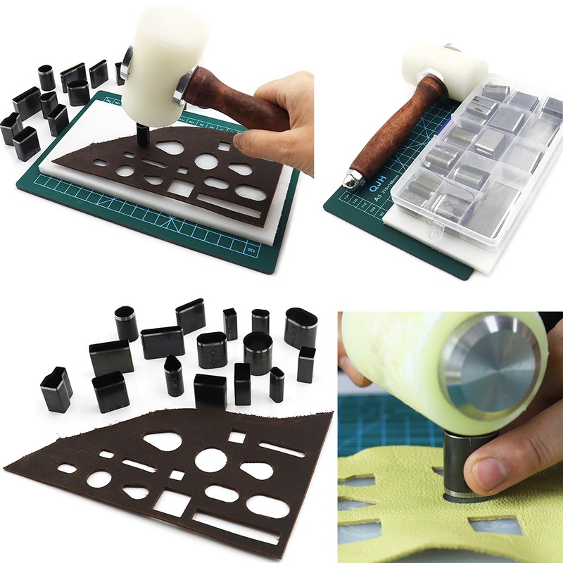 39pc Hollow Punch Set Leather Craft Kit with Cutters Manual