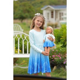Bow Dream Cute Girl Dress and Matching American Girl Doll Clothes Accessories for Girls Dresses Size 110