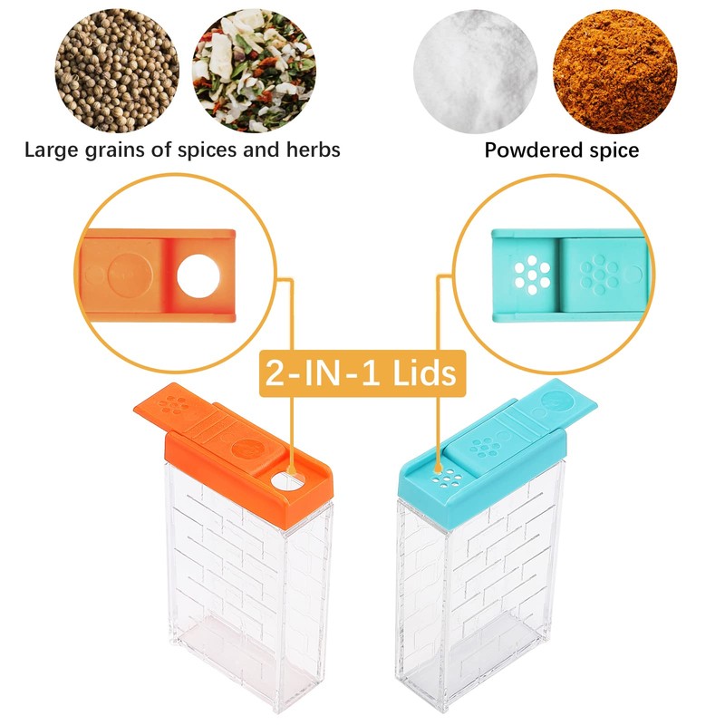 URALFA 24 Travel Spice Containers with 2-in-1 Lids, Seasoning Containers