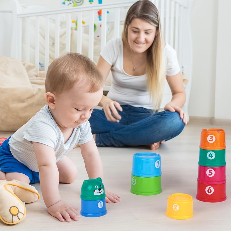 HAGOT 9 Piece Baby Stacking Cups Toy, Learning Toys for