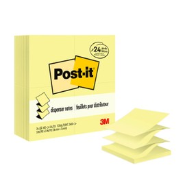 Post-it Dispenser Pop-up Notes, 3x3 in, 24 Pads, Canary Yellow, Clean Removal, Recyclable