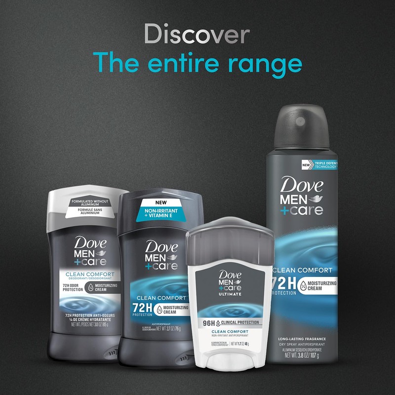 Dove Men+Care Deodorant, 96H Clinical Protection Antiperspirant, Clean Comfort 3-Pack