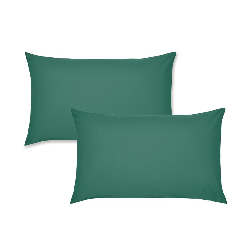 Catherine Lansfield Easy Iron Percale Standard Pillowcase Pair Dark Green