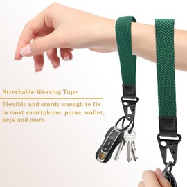 BuitBoll Stretchy Wristlet Keychain, Wrist Lanyard Strap Key Chain Holder to Hold Keys Wallet Phone ID Badge for Men and Women (Dark Green)
