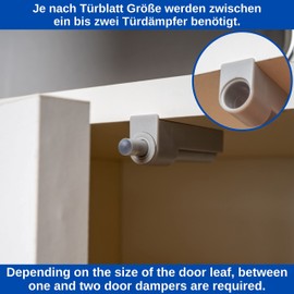 Stop Damper with Linear Adapter, 24 Pack, Grey Furniture Door Damper for Soft Close Retrofitting of Cabinet Doors, 53 x 19 x 16 mm Pressure Door Opener Housing, 21 mm Hole Spacing, Door Damper for