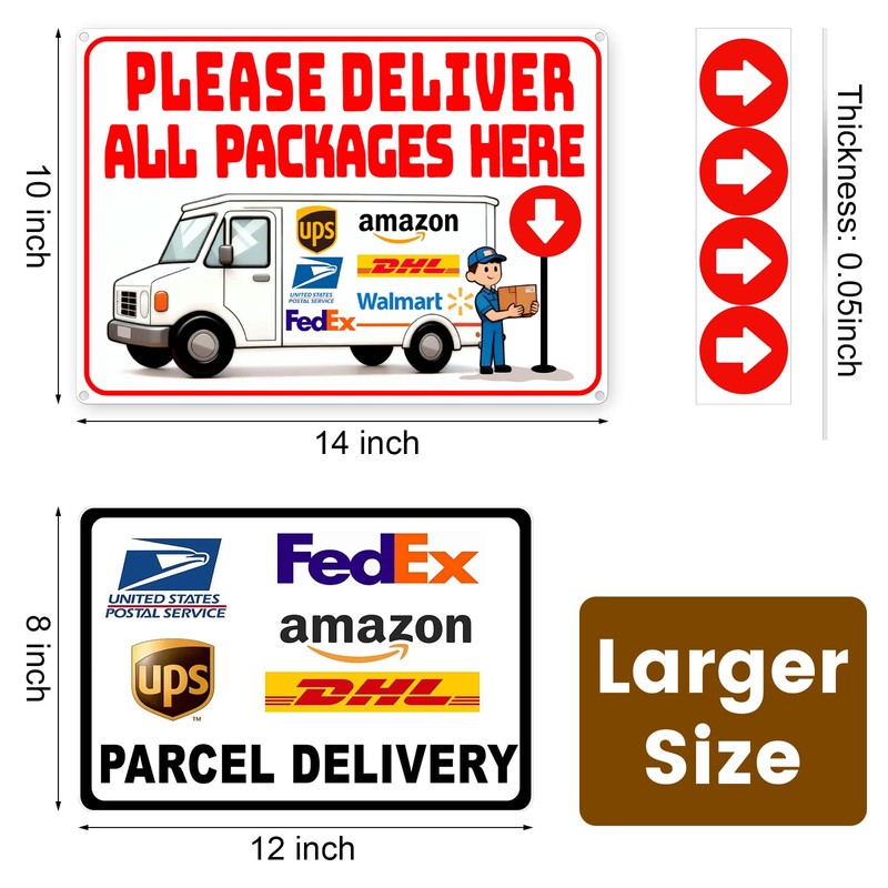 14 x 10" Delivery Signs for Packages, Please Deliver All