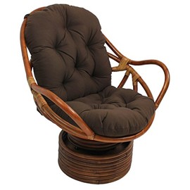 Blazing Needles Solid Twill Swivel Rocker Chair Cushion, 48" x 24", Chocolate