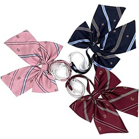 MUGIVALA Brand Adjustable Pre-tied Bow Tie Solid Color Ribbon for Women School Uniform Stripe Girls Jacquard Adult Bowknot (A+B+C)
