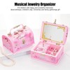 Musical Jewelry Box Large Space Mirror Design Music Jewelry Organizer