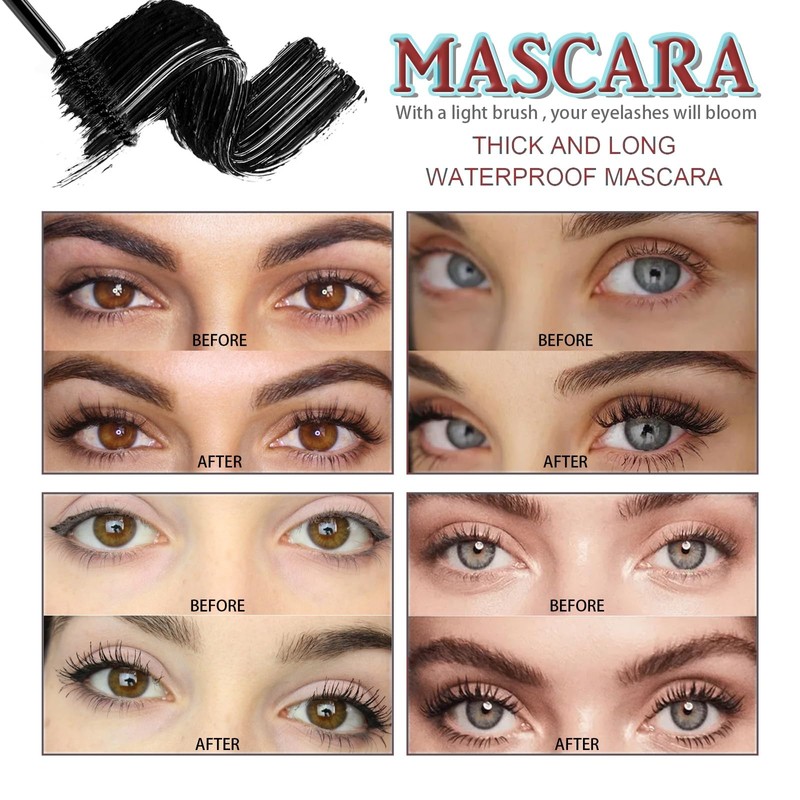 7D Mascara Black,Volumengebende & Wasserfeste Wimperntusche Schwarz