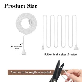 4pcs Pull Cord String with Connector, Spare Cord Pull for Ceiling Switch, Replacement Cords-Pull for Ceiling Switch, Nylon Pull-Cords Light Switch Bath Light Pull-Cord and String for Bathroom Bedroom
