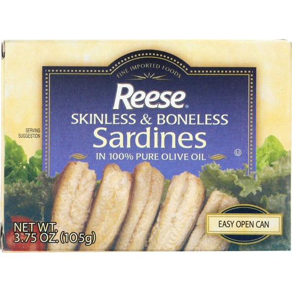 Reese Skinless and Boneless Sardines in Olive Oil, 3.75-Ounces (Pack of 10)