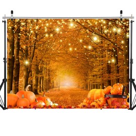 SJOLOON Fall Backdrop Happy Pumpkin Thanksgiving Day Backdrop for Thanksgiving Party Decoration Photography 12743 (7x5FT)