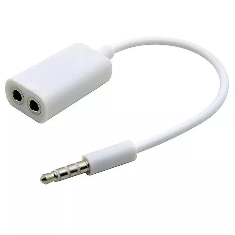 Universal White Double 3.5mm Earphone Headphone Y Splitter Cable Cord