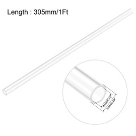 sourcing map 2pcs Clear Rigid Tubing 4mm(5/32'') ID x 6mm(1/4'') OD x 1Ft Length Round Plastic Polycarbonate Tube