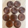 10 Round Brown Wooden Buttons Big Wooden Button 30mm with