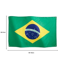 Runesol Brazil Flag 3x5, 91x152cm, Bandeira do Brasil, 4 Grommets, Brass Eyelet in Every Corner, Sao Paulo Anniversary, Carnival, Brazilian Banner, Football Supporters, Premium Flags, Waterproof