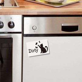 Funny Clean Dirty Magnet for Dishwasher, Cute Black and White Cat Dishwasher Magnet Clean Dirty Sign, Double Sided Kitchen Flip Indicator, Reversible Cat Magnet for Refrigerator Dish Washer Magnet